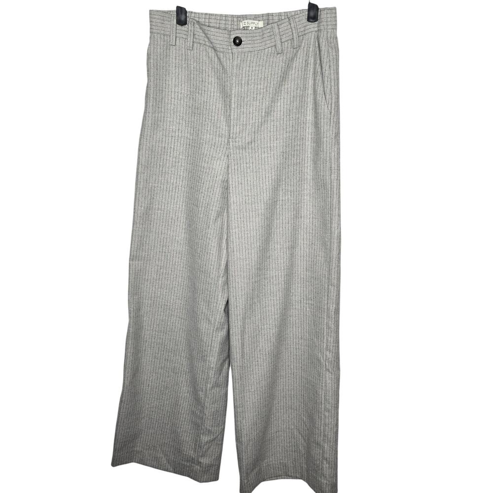 Z Supply Evette Pinstripe Pant Sea Salt Gray Wide Leg Trouser Medium NWOT